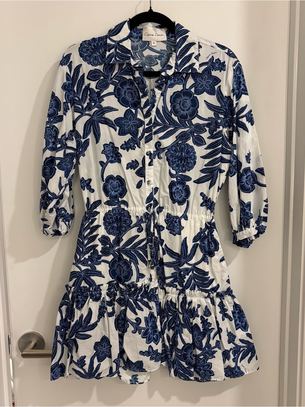 Cara Cara Robin White Mini Dress with Blue Floral Print - Picture 2 of 5
